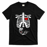 Pregnant Halloween Costume Dinosaur Skeleton Pregnant Mom T-Shirt - Black