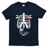 Pregnant Halloween Costume Dinosaur Skeleton Pregnant Mom T-Shirt - Navy