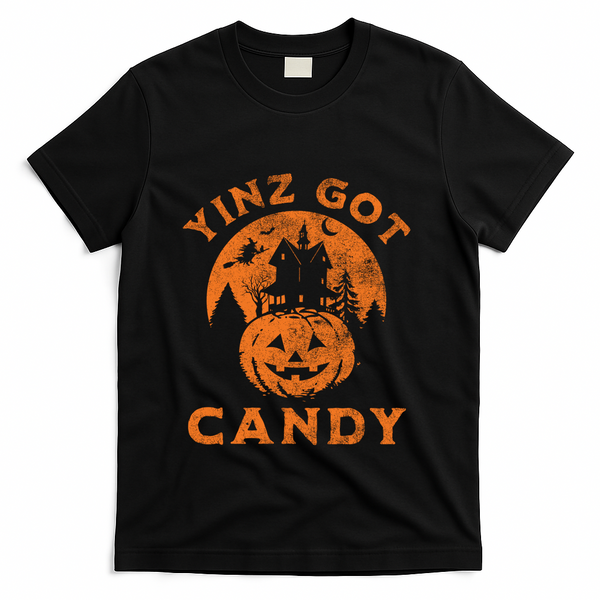 Pittsburgh Halloween Funny Yinz Got Candy Trick Or Treat Gift T-Shirt - Black