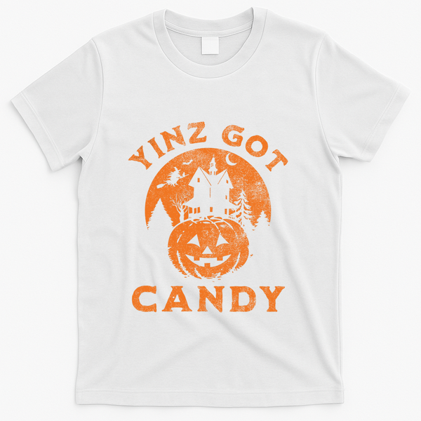 Pittsburgh Halloween Funny Yinz Got Candy Trick Or Treat Gift T-Shirt - White
