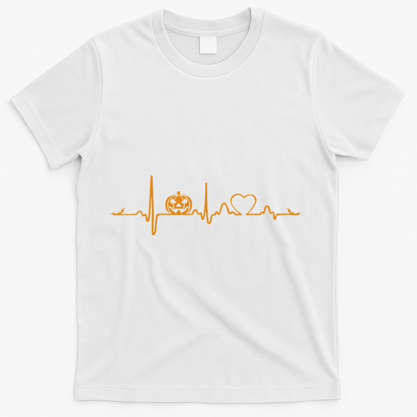 Pumpkin Heartbeat Halloween T-Shirt - White