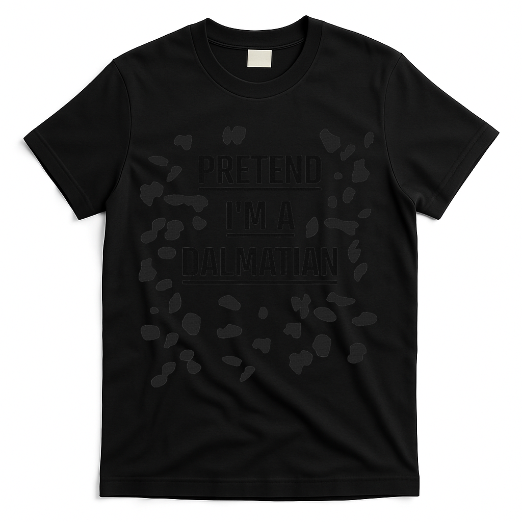 Pretend I'm A Dalmatian Funny Lazy Halloween Costume T-Shirt - Black