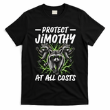 Protect Jimothy At All Cost Funny Raccoon Meme T-Shirt - Black