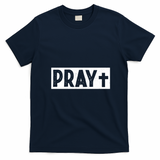 Pray Logo Christian Cross T-Shirt - Navy Blue