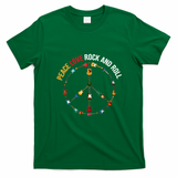 Peace Love Rock And Roll Guitars Music T-Shirt - Irish Green