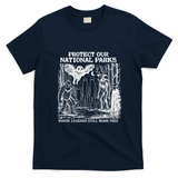 Protect Our National Parks Mothman Cryptid Weirdcore Horror T-Shirt - Navy Blue