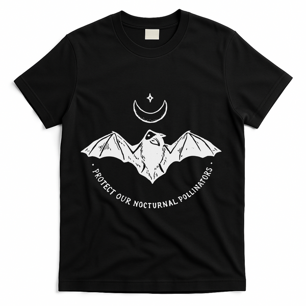 Protect Our Nocturnal Polalinators Bat With Moon Halloween T-Shirt - Black