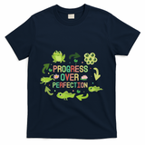 Progress Over Perfection Frog Back To School Teacher T-Shirt - Navy
