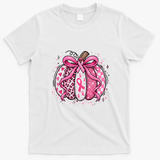 Pink Pumpkin Breast Cancer Awareness Halloween Gift T-Shirt - White