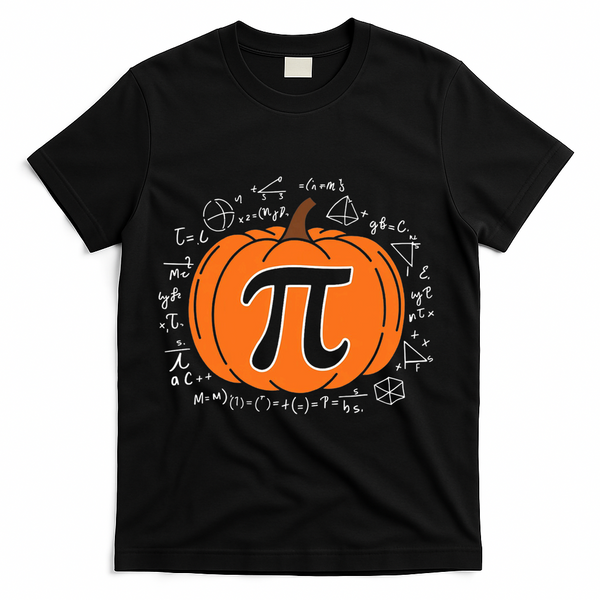 Pumpkin Pi Pie Math Teacher Funny Halloween Thanksgiving T-Shirt - Black