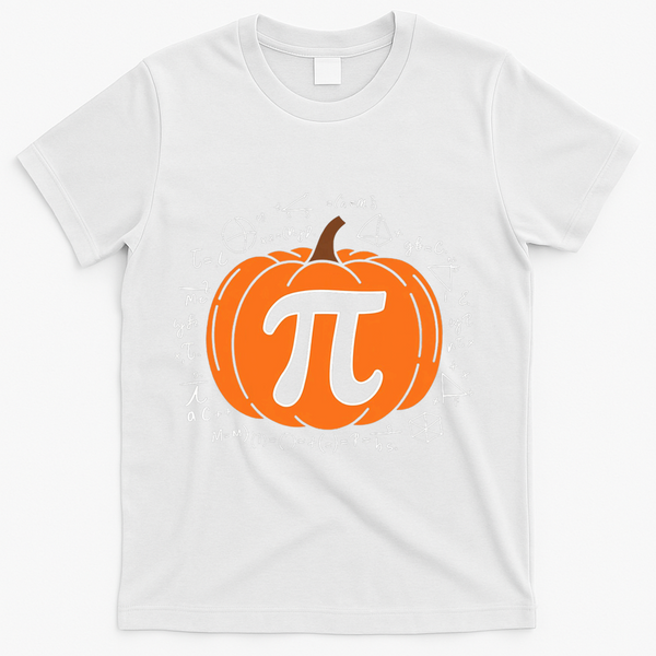 Pumpkin Pi Pie Math Teacher Funny Halloween Thanksgiving T-Shirt - White