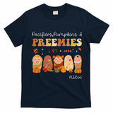 Pacifiers Pumpkins & Preemies Neonatal Nicu Nurse Halloween T-Shirt - Navy Blue