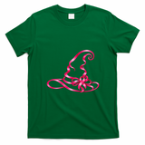 Pink Ribbon Witch Hat Breast Cancer Halloween T-Shirt - Irish Green