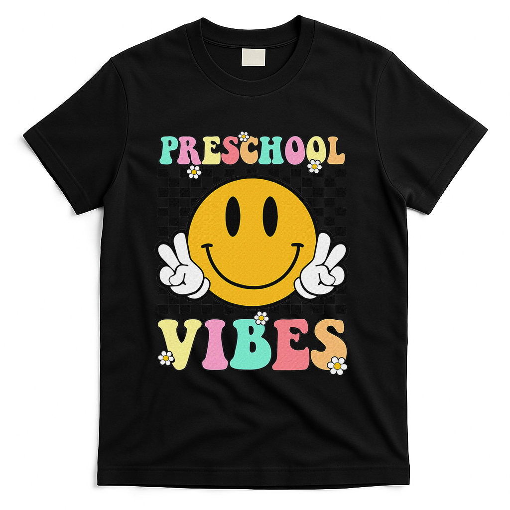 Preschool Vibes Back To School First Day Teachers T-Shirt - Black