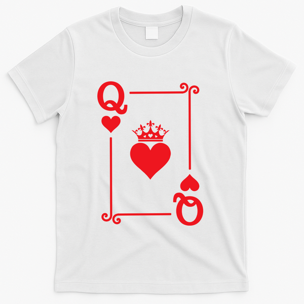 Queen Hearts Card Costume Playing Cards Queen Of Hearts T-Shirt - White