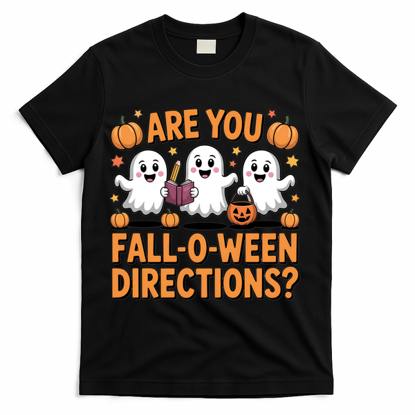 Retro Are You Fall O Ween Directions Teacher Halloween T-Shirt - Black