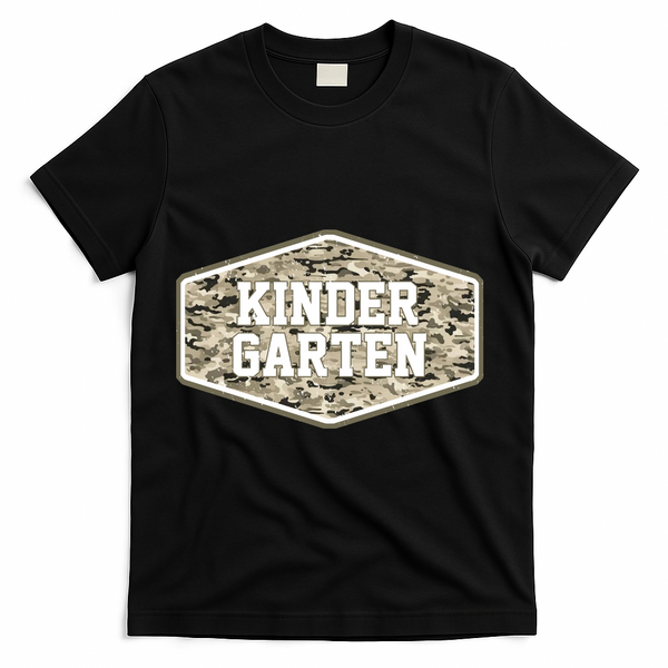 Retro Back To School Old Camo Kindergarten T-Shirt - Black