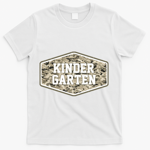 Retro Back To School Old Camo Kindergarten T-Shirt - White