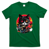 Retro Cat Classic Car Vintage Neon Art T-Shirt - Irish Green