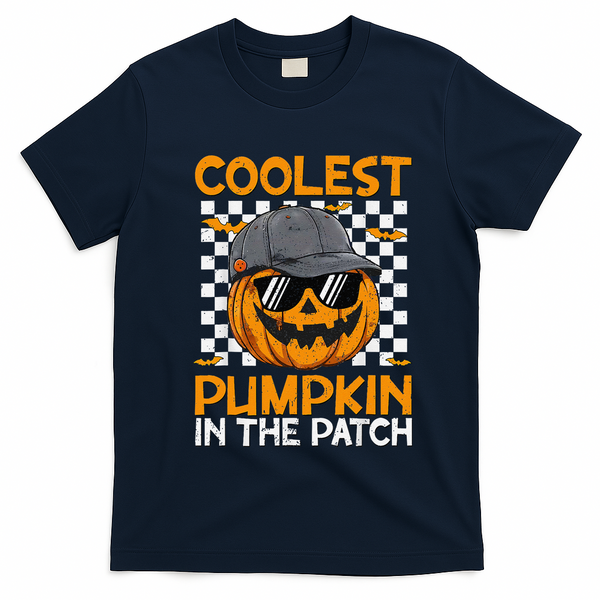Retro Coolest Pumpkin In The Patch Outfit Halloween T-Shirt - Navy Blue