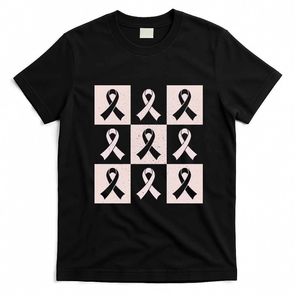 Reast Cancer Support Warrior Gift Pink Ribbon Awareness T-Shirt - Black