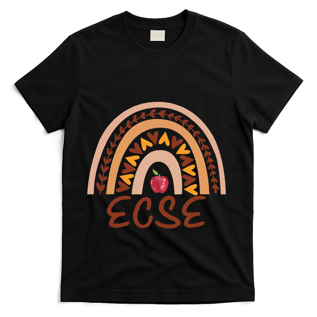 Rainbow Ecse Team Back To School Appreciation Fall T-Shirt - Black