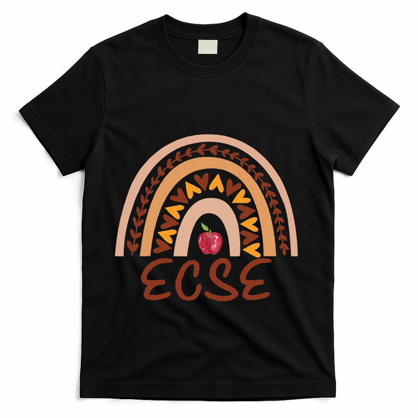 Rainbow Ecse Team Back To School Appreciation Fall T-Shirt - Black