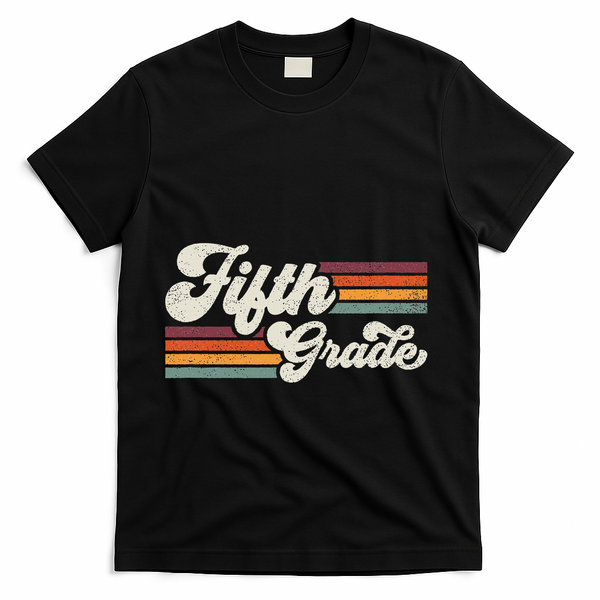 Retro Fifth Grade Teacher Back To School T-Shirt - Black