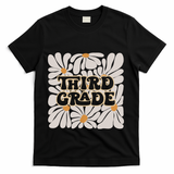 Retro Flower Power Squared Third 3rd Grade Back To School T-Shirt - Black