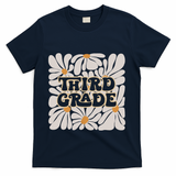 Retro Flower Power Squared Third 3rd Grade Back To School T-Shirt - Navy