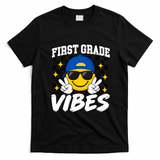 Retro First Vibes Back To School 1st Grade T-Shirt - Black