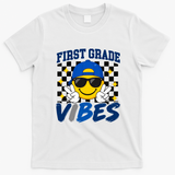 Retro First Vibes Back To School 1st Grade T-Shirt - White