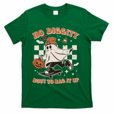 Retro Halloween Ghost No Diggity Bout To Bag It Up T-Shirt - Green