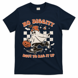 Retro Halloween Ghost No Diggity Bout To Bag It Up T-Shirt - Navy