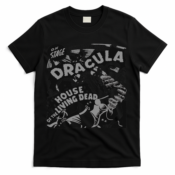 Retro Horror Movie Monster Vampire Vintage Halloween Dracula T-Shirt - Black