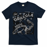 Retro Horror Movie Monster Vampire Vintage Halloween Dracula T-Shirt - Navy