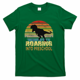 Roaring Preschool Dinosaur Back To School First Day Boys T-Shirt - Green