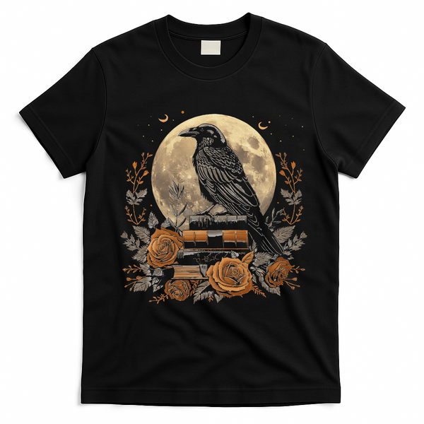 Raven Reading Book Occult Crow T-Shirt - Black