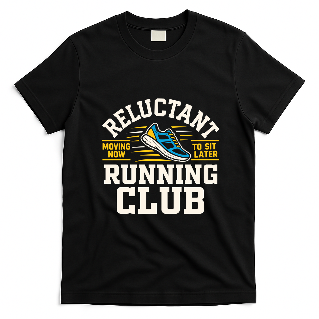 Reluctant Running Club Moving Now To Sit Later T-Shirt - Black