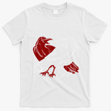 Red Raven Spooky Gothic Animal Forest Bird Black Crow T-Shirt - White