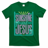 Retro Sunshine And Jesus Faith Striped Summer T-Shirt - Green