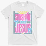 Retro Sunshine And Jesus Faith Striped Summer T-Shirt - White