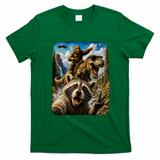 Raccoon Selfie Bigfoot T-Rex Dinosaur UFO Funny Gift T-Shirt - Irish Green