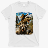 Raccoon Selfie Bigfoot T-Rex Dinosaur UFO Funny Gift T-Shirt - White