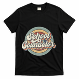 Retro School Counselor Back To School Teacher Squad Crew T-Shirt - Black