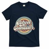 Retro School Counselor Back To School Teacher Squad Crew T-Shirt - Navy
