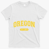 Retro Schoolstyle Oregon 1859 Distressed T-Shirt - White