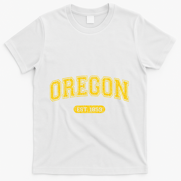 Retro Schoolstyle Oregon 1859 Distressed T-Shirt - White