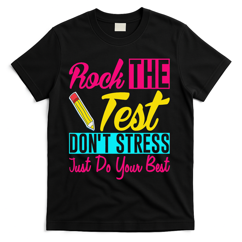 Rock The Test Dont Stress Just Do Your Best Testing Day T-Shirt - Black