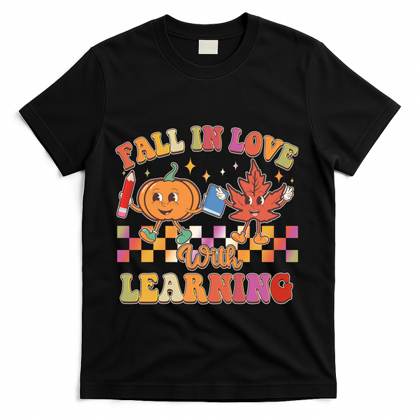 Retro Vintage Fall In Love With Learning T-Shirt - Black
